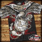 T-Shirt USMC Semper Fidelis Nera tg.L (7.62 DESIGN)