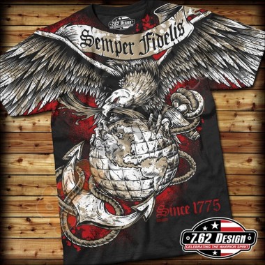 T-Shirt USMC Semper Fidelis Nera tg.XL (7.62 DESIGN)