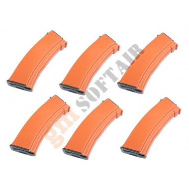 Set of 6 500bb High Cap AK74 Magazines Orange (P326P CLASSIC ARMY)