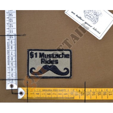 Patch Ricamata 1 Dollar Mustache Rides Sabbia (LA PATCHERIA)