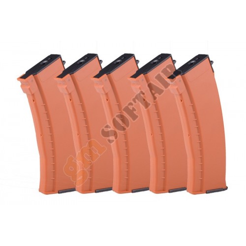 Set da 5 Caricatori in ABS da 120bb per AK74 Orange
