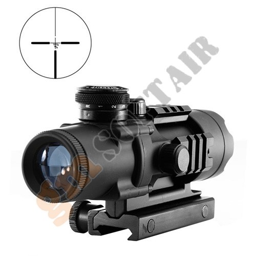 4X32 Tactical Compact Scope con Reticolo Illuminato Nera