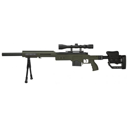 MB4410D Sniper Rifle con Ottica e Bipiede Verde (MB4410G-C WELL) MB4410D Sniper Rifle con Ottica e Bipiede Verde (MB4410G-C WELL)