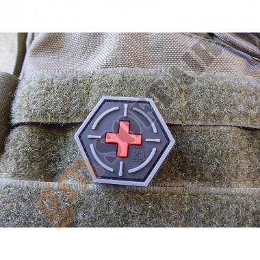 Patch 3D Hexagon Tactical Medic Red Cross Black (JTG)