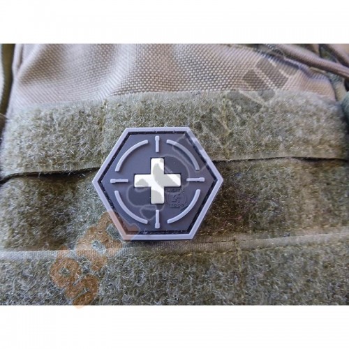 Patch 3D Hexagon Tactical Medic White Cross Black (JTG.H.TMRC.SW JTG)