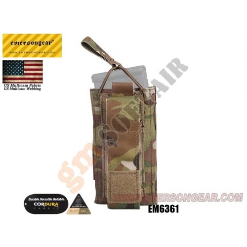 5.56 &amp; Pistol Single Open Top Magazine Pouch Multicam (EM6361 Emerson)