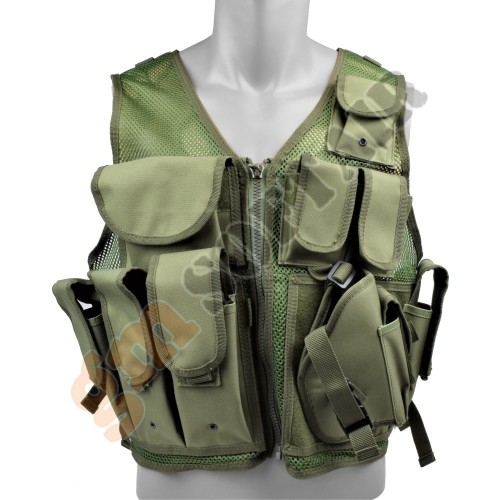 Gillet tattico a rete con fondina verde