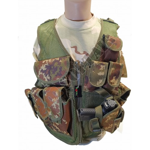 Gillet tattico a rete con fondina vegetato