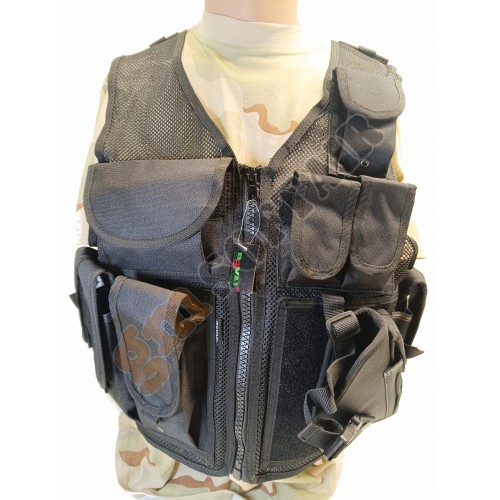Gillet tattico a rete con fondina nero Gillet tattico a rete con fondina nero