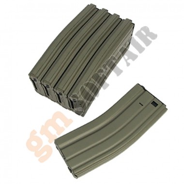 Set 5 Caricatori in Metallo da 450bb M4/M16 TAN (KA-MAG-20-V-HC-DE King Arms)