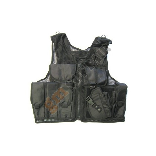 Gillet tattico a rete con fondina nero